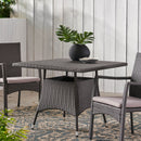 Outdoor Rattan Square Dining Table With 4 Legs - Gray