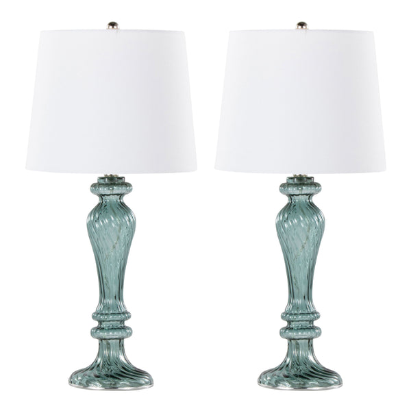 Windsor - Contemporary Table Lamp (Set of 2) - Clear Turquoise / Off White