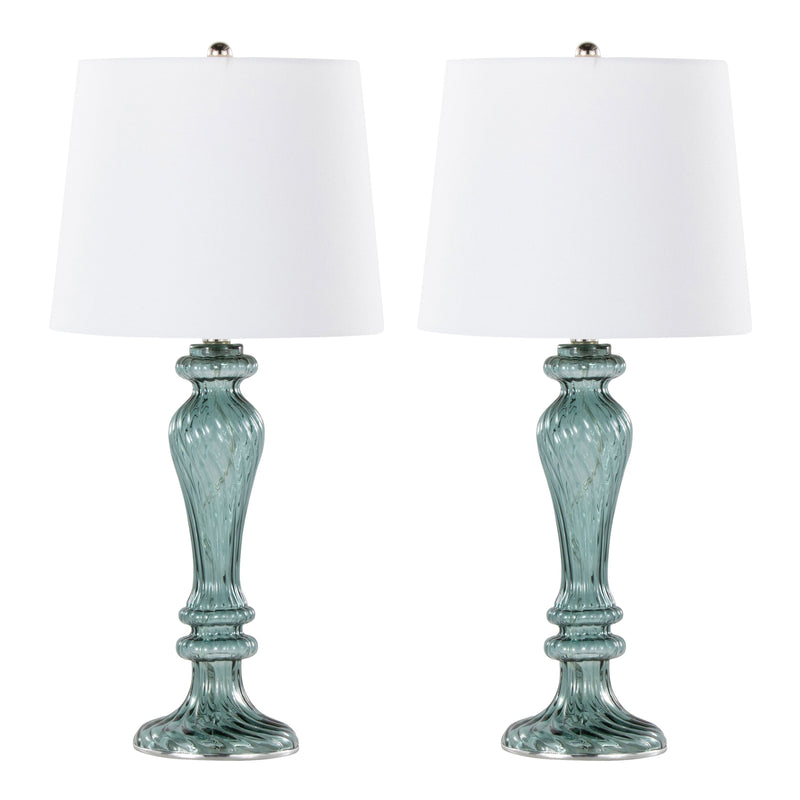 Windsor - Contemporary Table Lamp (Set of 2) - Clear Turquoise / Off White