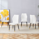 4 Modern Dining Chairs With Stylish Patterned Backrest And Metal Legs