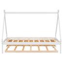 Twin size Tent Floor Bed, Teepee Bed, with Trundle,White