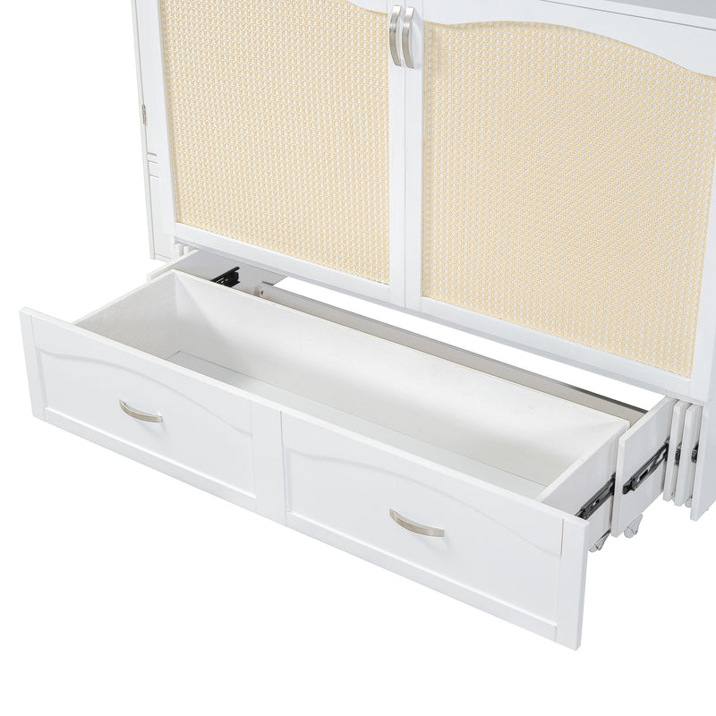 Murphy Wall Bed With Drawer And Rattan Decoration