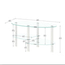 Transparent Oval Glass Coffee Table, Modern Table In Living Room Oak Wood Leg Tea Table 3-Layer Glass Table