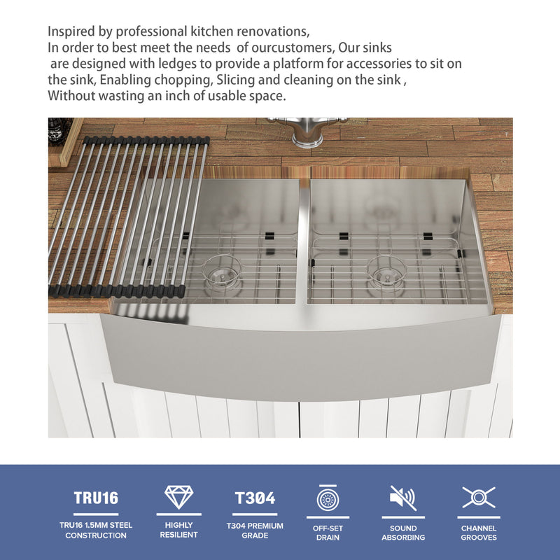 Farmhouse Double Bowl Sink With 50/50 Layout