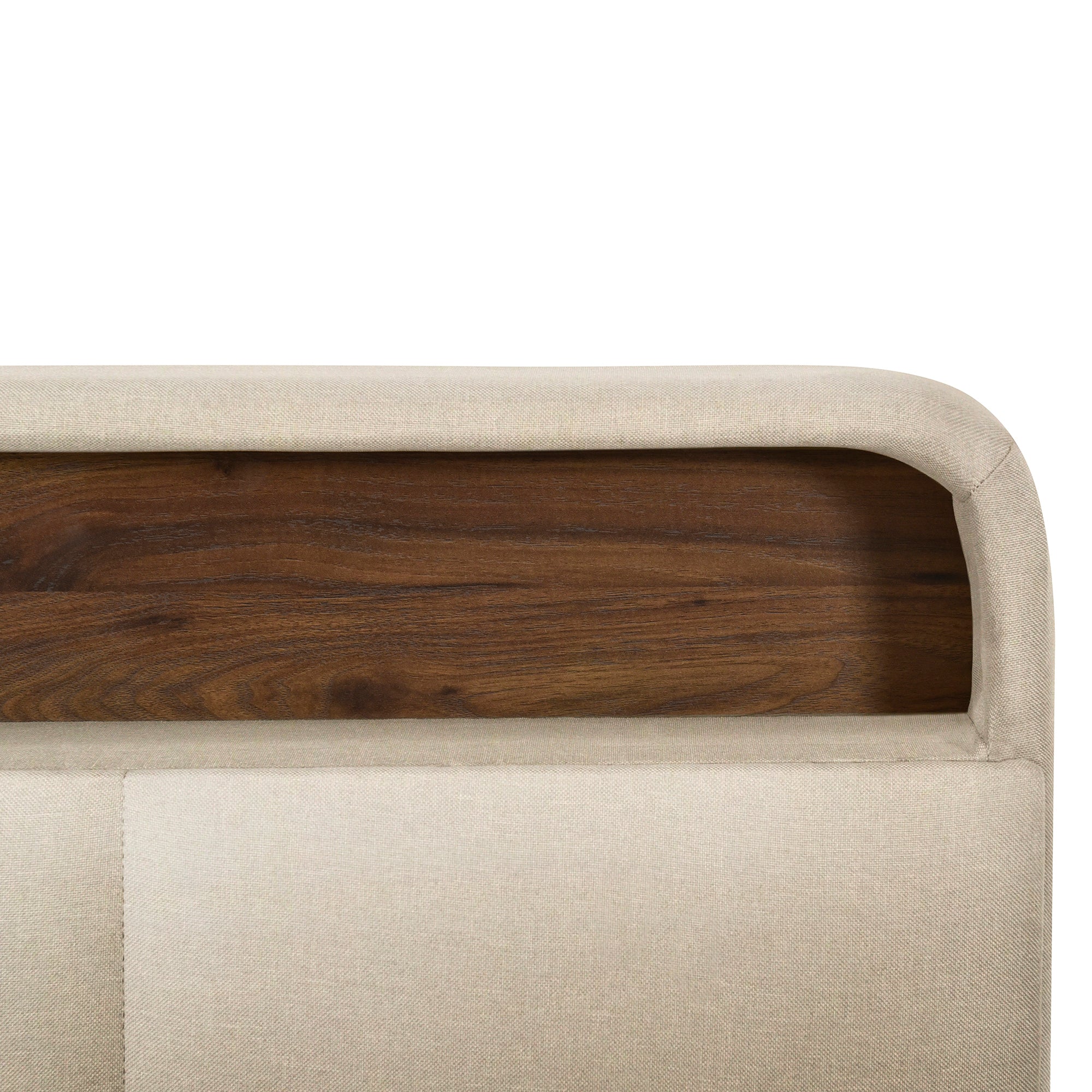 Full size Upholstered Platform Bed with Storage Headboard, Sensor Light and a set of Sockets and USB Ports, Linen Fabric, Beige