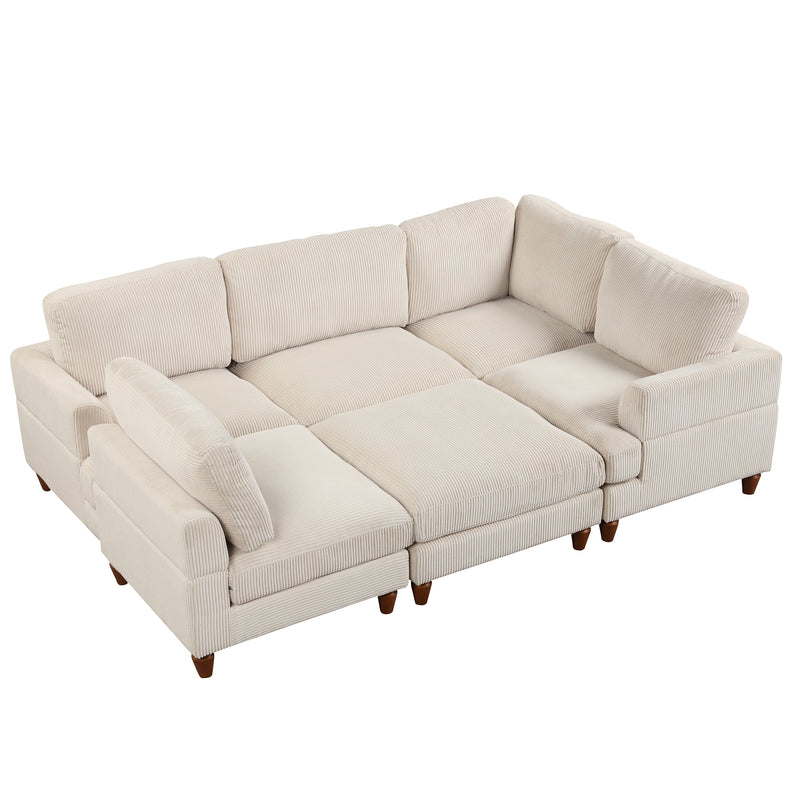 U_Style Modular Sectional Sofa with Ottoman L Shaped Corner Sectional for Living Room, Office, Spacious Space(same sku: WY000336AAA)