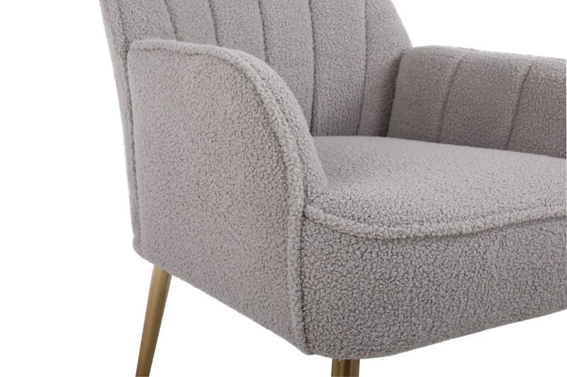 Modern Mid-Century Chair Linen Sherpa Armchair For Living Room Bedroom Office