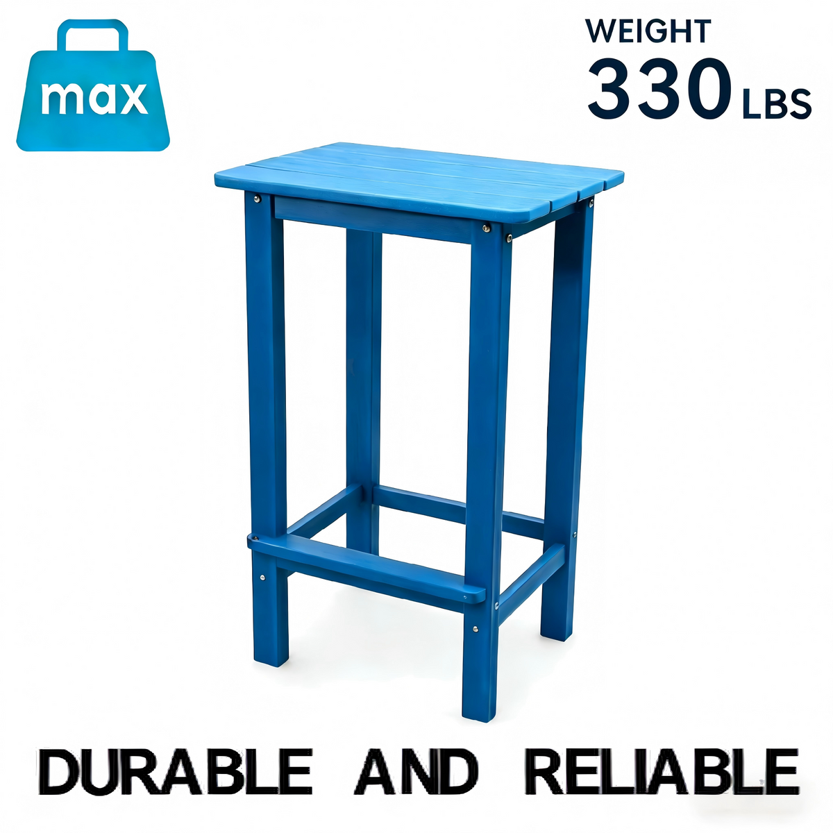Patio Life Adirondack Outdoor Bar Table with 2 Bar Stools - Lake Blue