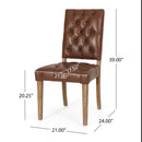 Sophisticated Dining Chair Set With Button Tufting - Light Brown / Weathered Wood