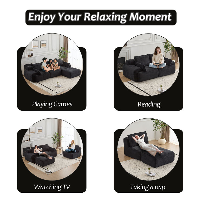 Compressed Sofa, Large Sectional Couches For Living Room - Black