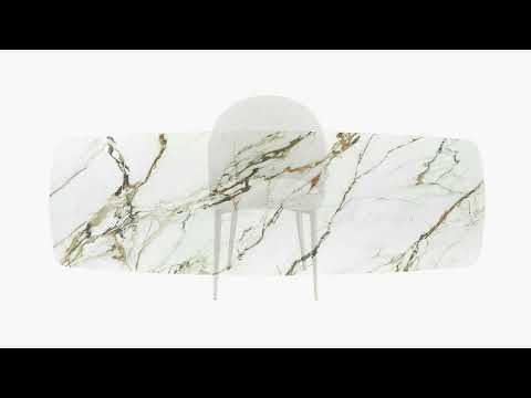 Cora - Dining Table - Ceramic Top & Golden Champange Finish