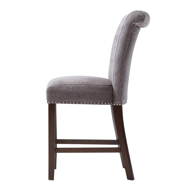 Colfax - Counter Stool With Button Tufting And Nail Heads - Gray