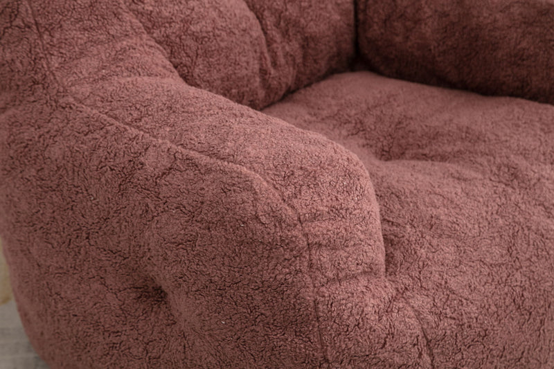 Soft Teddy Fabric Tufted Foam Bean Bag Chair With Teddy Fabric