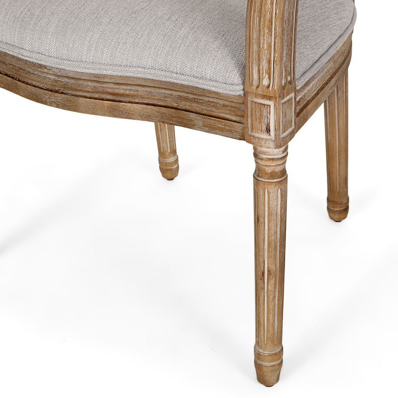 French Country Style Wood And Cane Upholstered Dining Chair Set