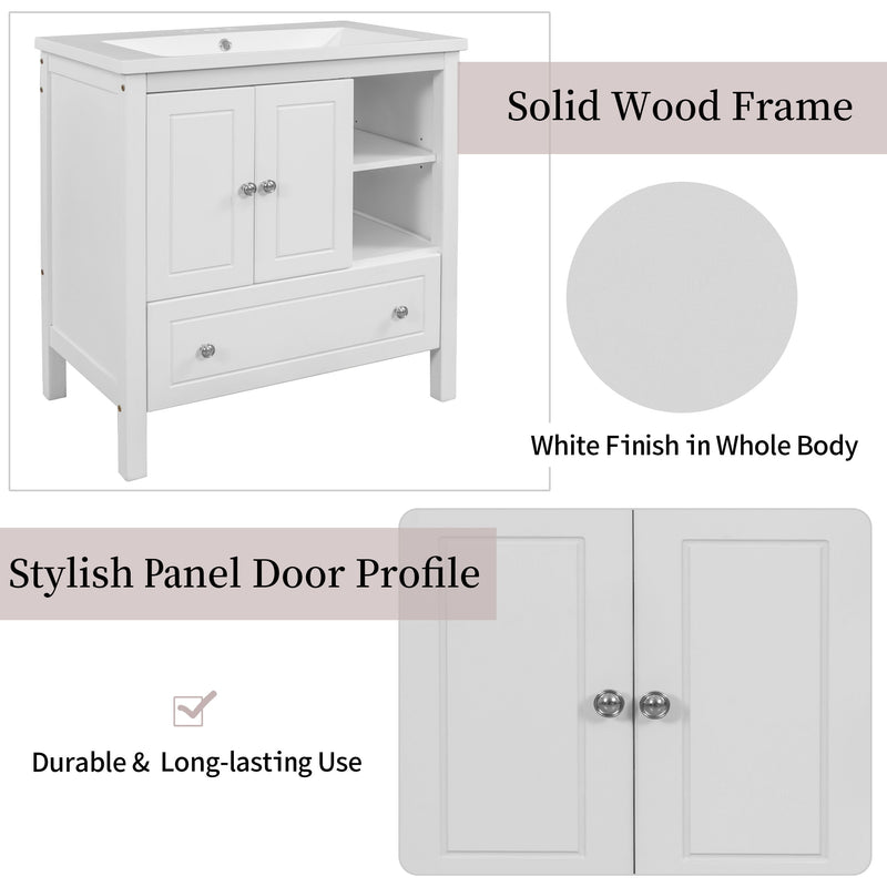 Bathroom Vanity Base Only, Solid Wood Frame, Bathroom Storage Cabinet With Doors And Drawers