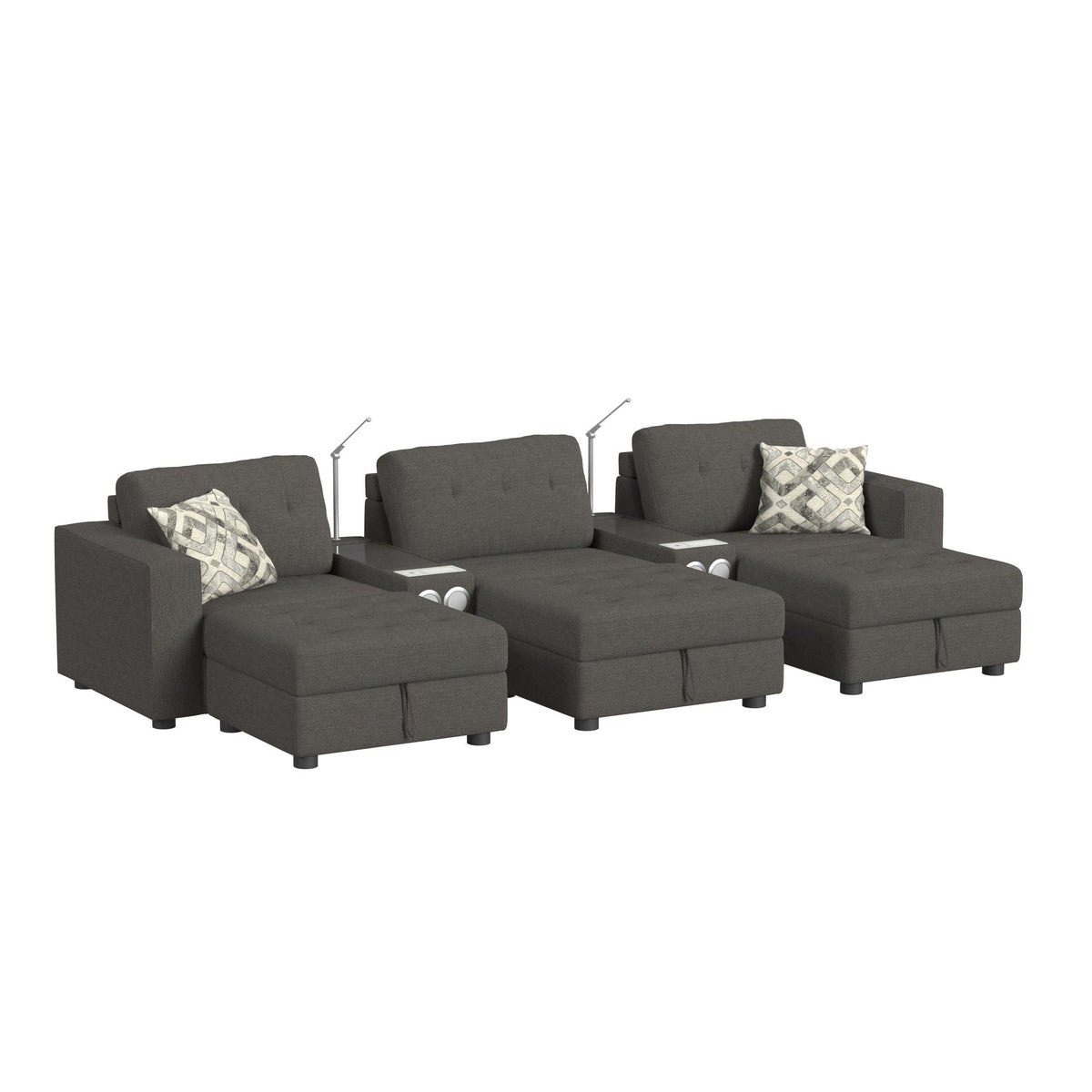 Options One Living Room Set Sectional in Blue by Elements International, view 3