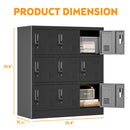 9 Door Employee Storage Locker With Card Slot, Lockers For Office, Gym, School, And Home - Black