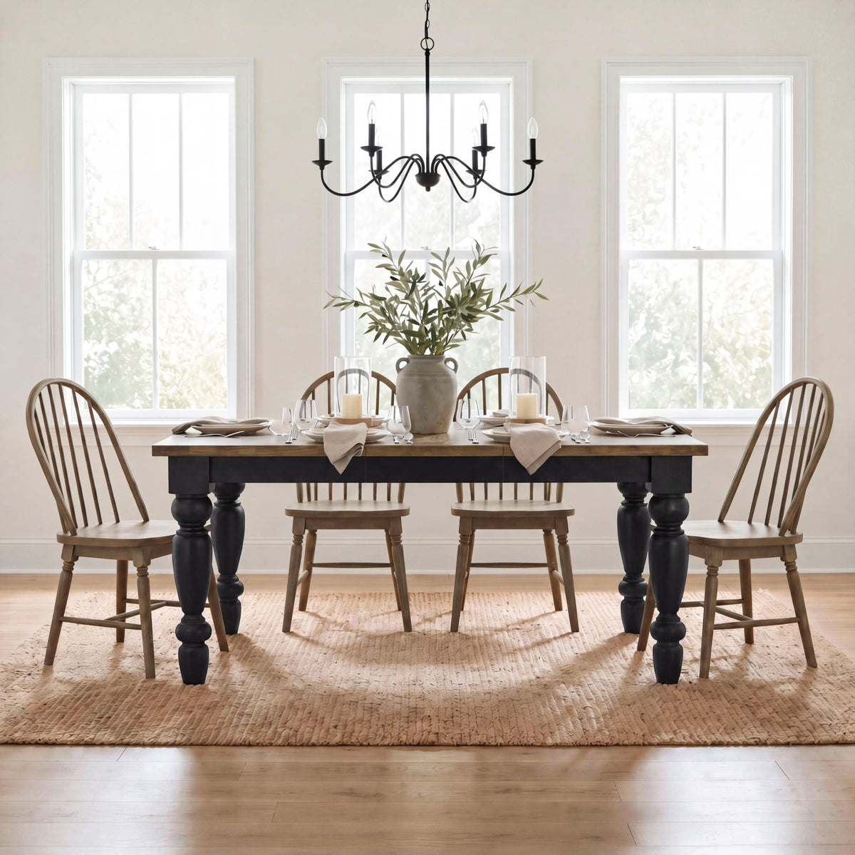 Heritage Standard Height Dining Set in Black by Elements International, view 8