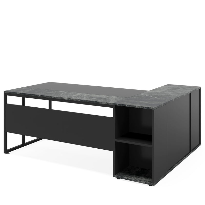 L-Shaped Executive Desk With Cabinet Storage