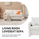 Modern Loveseat Sofa 2 Seater Plush Chenille Fabric Couch With High Density Foam Cushions - Ivory White
