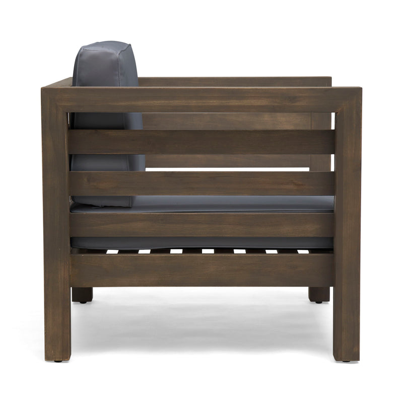 Outdoor Acacia Wood Patio Chair With Fabric Cushion