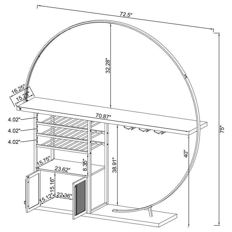 Risley - 2-Door Circular LED Home Bar With Wine Storage