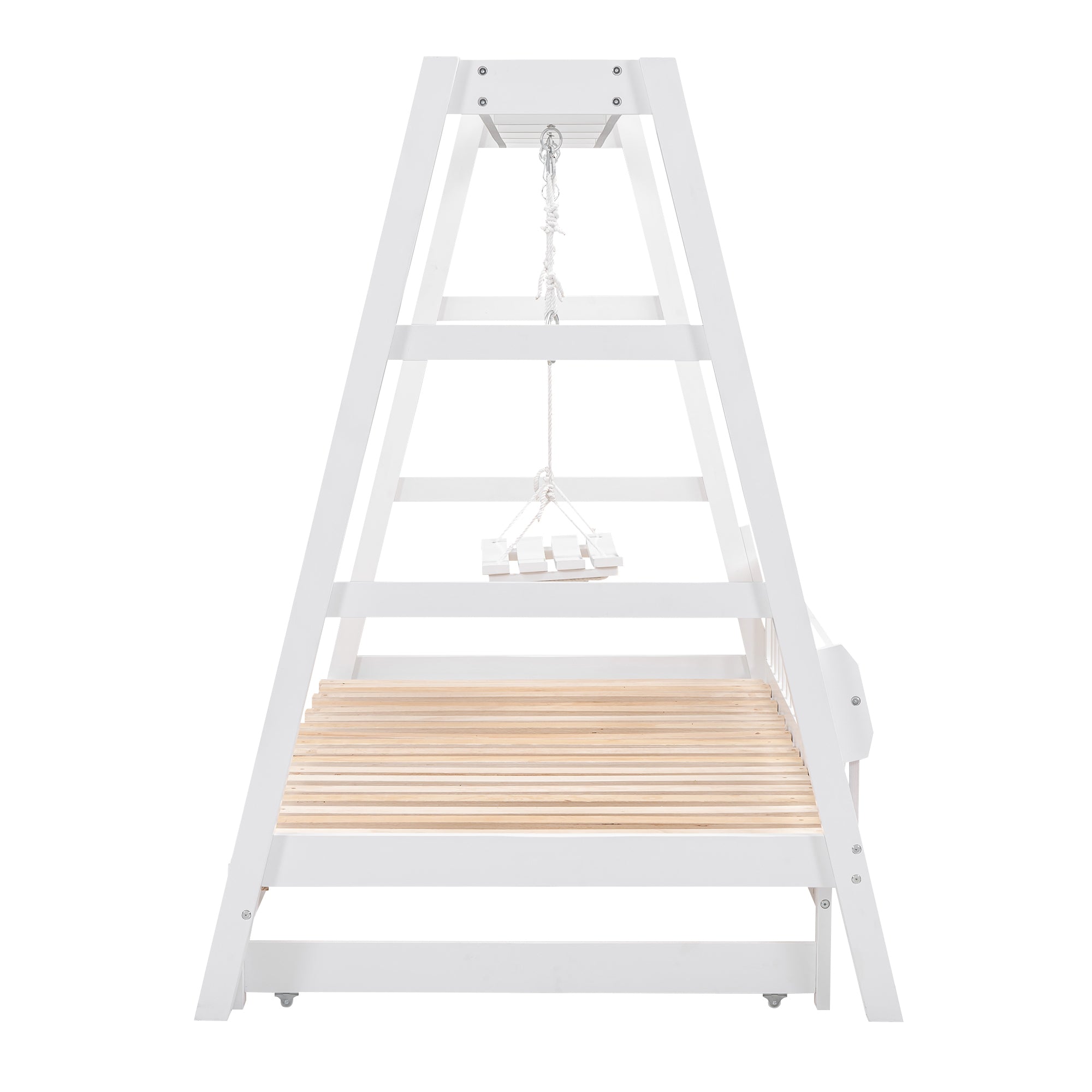 Extendable Twin Daybed with Swing and Ring Handles, White(Twin bed can be pulled out to be King) - Atlantic Fine Furniture Melbourne FL