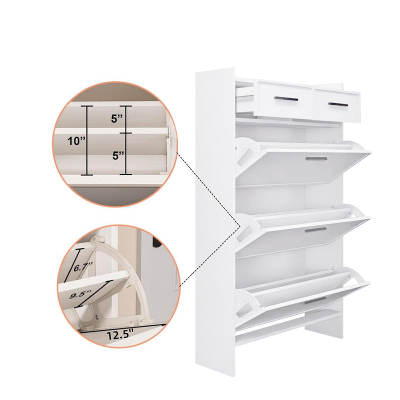 3 Doors Shoe Cabinet With 2 Drawers