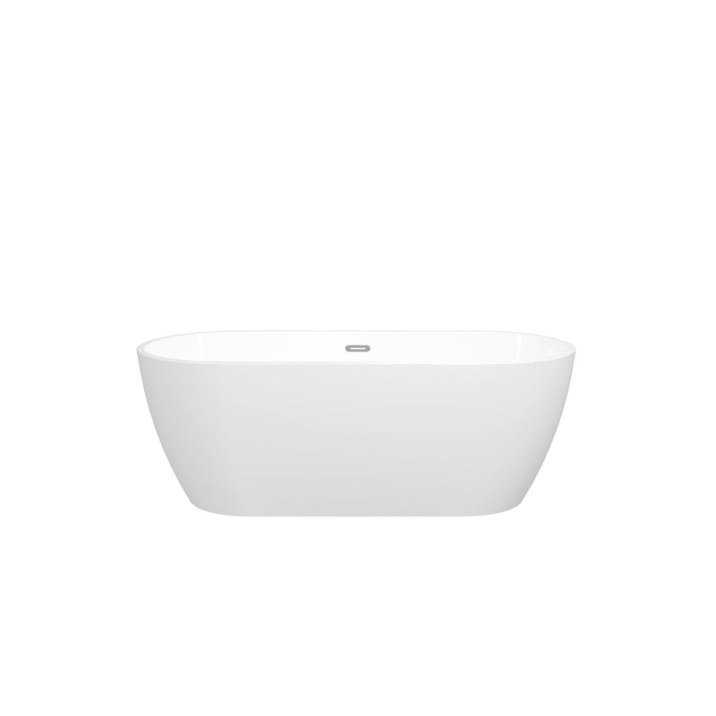 Acrylic Freestanding Soaking Bathtub With Classic Slotted Overflow And Toe-Tap Drain In Chrome, Cupc Certified.Easy To Install, 02138 - Glossy White