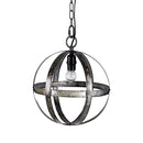 Metal Chandelier, Hanging Light Fixture With Adjustable Chain For Kitchen, Bulb Not Included - Gray