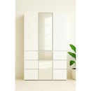 Elise - Slim Modular Wood Closet Cabinet With Mirror In Durable Melamine Construction - White