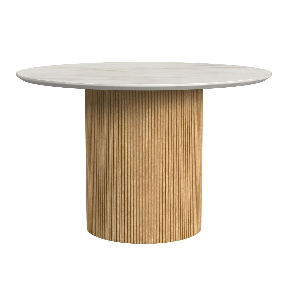 Sylvie Round Dining Table With Faux Marble Top in Black by Elements International, view 2