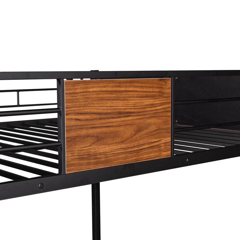 Full-over-full bunk bed modern style steel frame bunk bed with safety rail, built-in ladder for bedroom, dorm, boys, girls, adults(OLD SKU: MF190840AAD)
