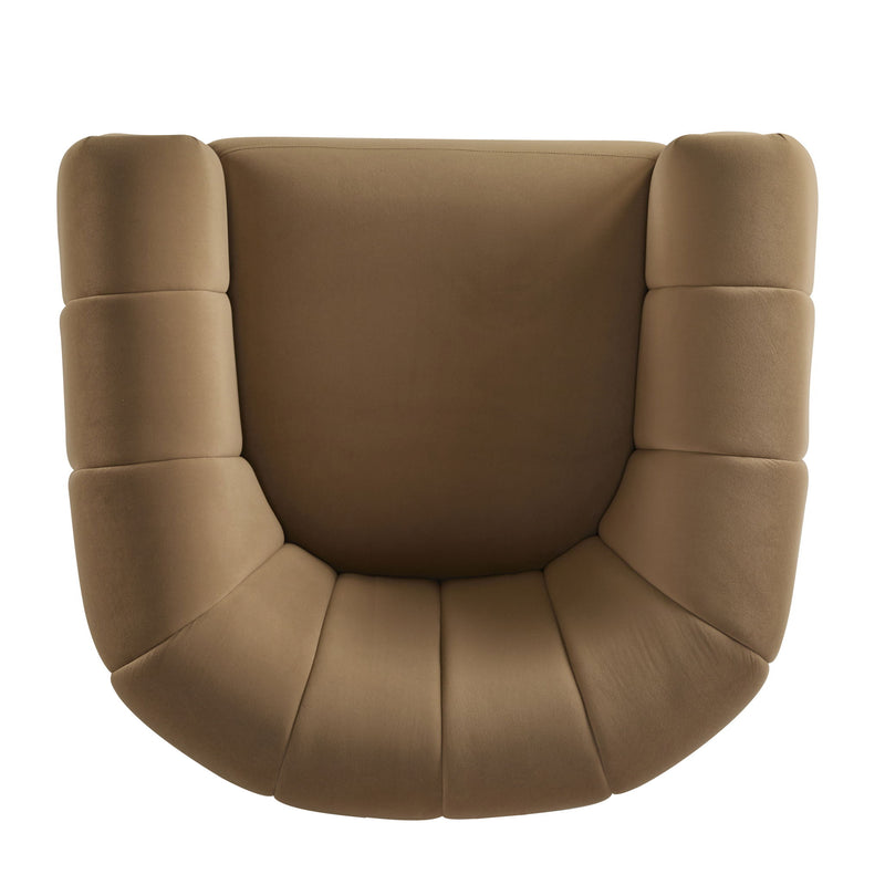 Serenizia - Upholstered Velvet Swivel Chair With Channel Tufted