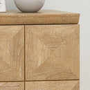 Boho Handcrafted Mango Wood Storage Cabinet With Iron Legs - Sandblasted Oak