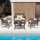 4 Pieces Rattan Wicker Chairs With Tempered Glass Table And Cushions