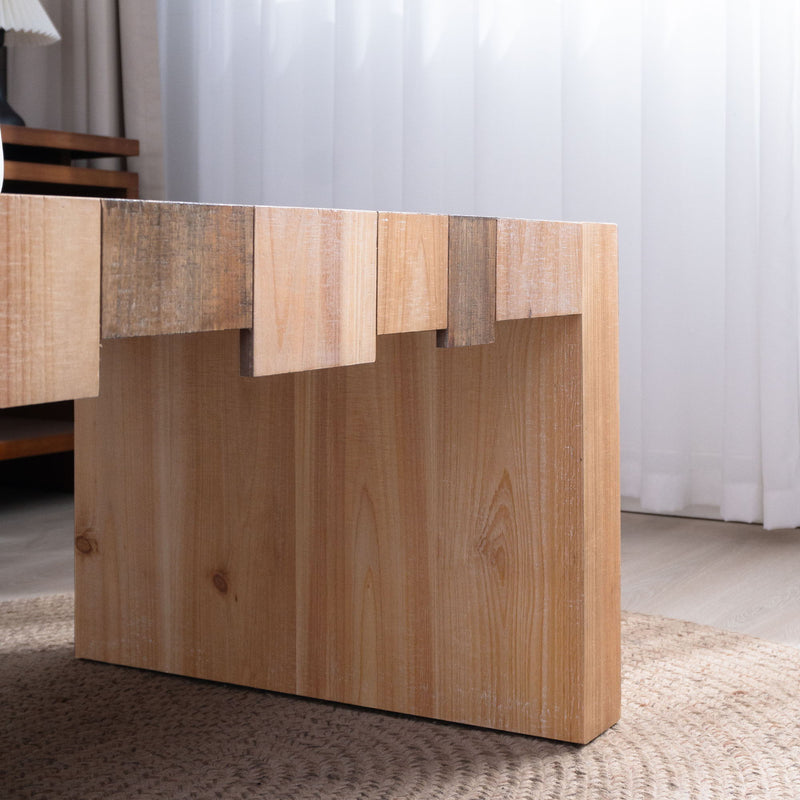 Modern Rustic Table With Sculpted Block Design