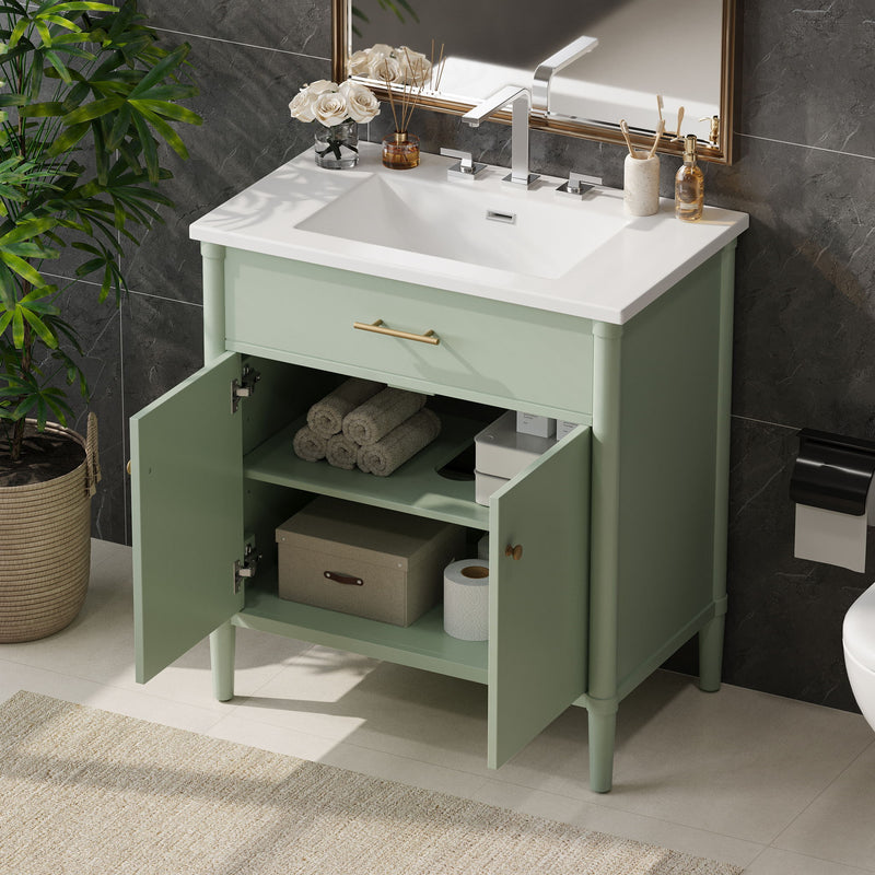 Bathroom Vanity With Sink, Soft Close Doors And Adjustable Shelf