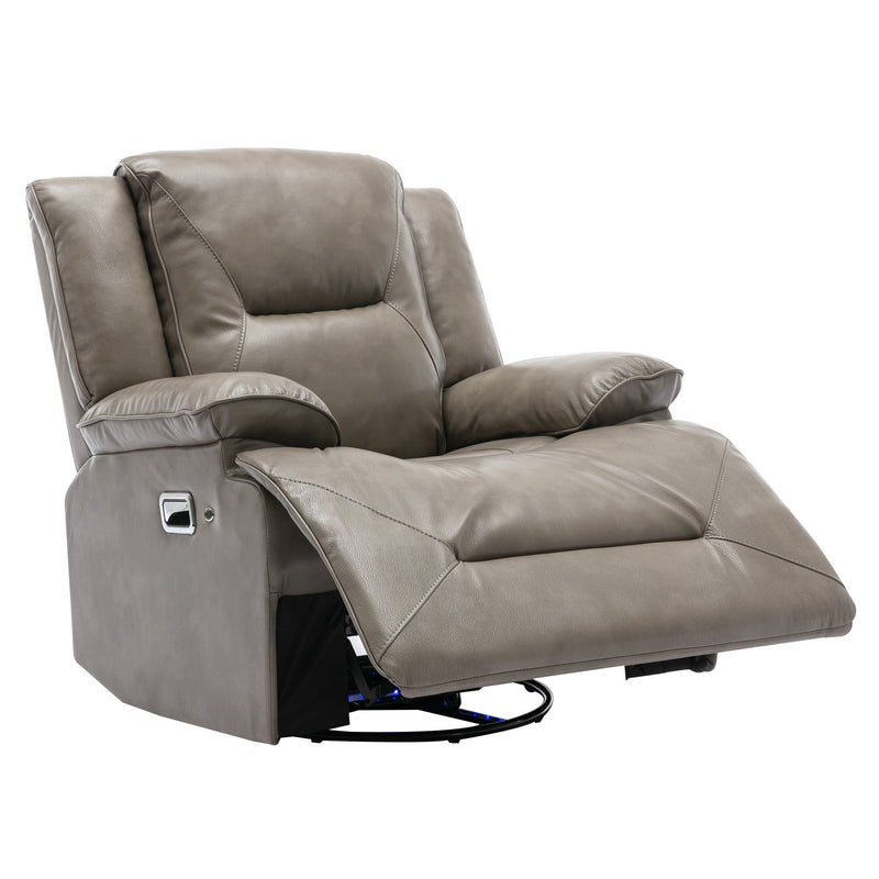 360° Swivel And Rocking Home Theater Recliner Manual Recliner Chair With A Led Light Strip For Living Room