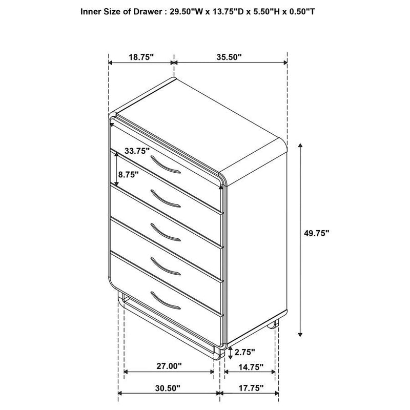 Amsbury - 5-Drawer Chest Of Drawers - Nutmeg