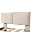 Full Size Upholstered Platform Bed with Sensor Light and 2 Large Backrests, Stylish Platform Bed with 2 sets of USB Port and Socket on each rear Bed Leg, Beige