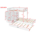 Twin-over-twin Bunk Bed with Wardrobe, Drawers and Shelves, White