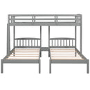 Twin over Twin & Twin Bunk Bed with Built-in Middle Drawer, Gray