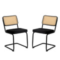 Rattan Side Accent Dining Chairs With Painted Legs (Set of 2)