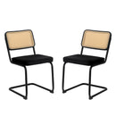Rattan Side Accent Dining Chairs With Painted Legs (Set of 2)