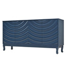 Elegant Sideboard With Sophisticated Wavy Pattern Doors And Arched Groove Design, Adjustable 4 Door Layout