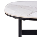 Modern Rectangular Rock Plate Coffee Table Open Space Design Golden Metal Frame Minimalist Living Room Center Table For Lounge Office - Black White