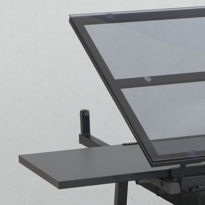 Adjustable Tempered Glass Drafting Printing Table With Chair