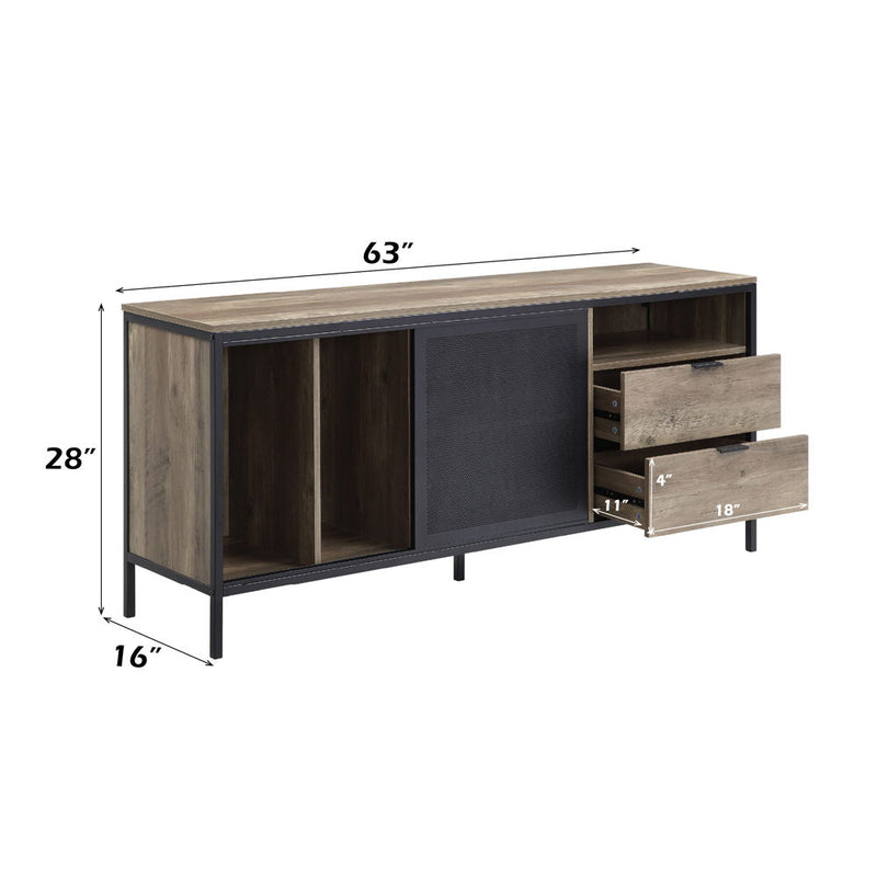Nantan - TV Stand - Rustic Oak & Black Finish - 28" - Atlantic Fine Furniture Inc