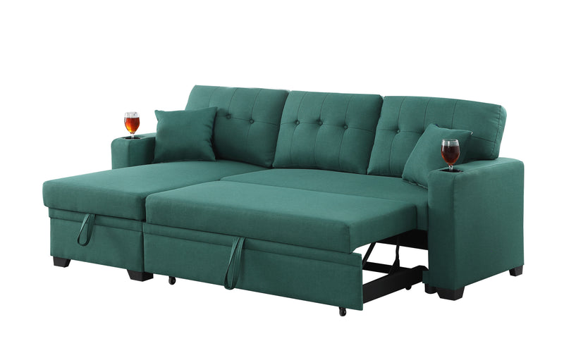 82" Width Sectional With Storage Chaise And Cupholder Armrest